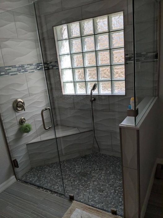 Bathroom remodel project with tiled shower