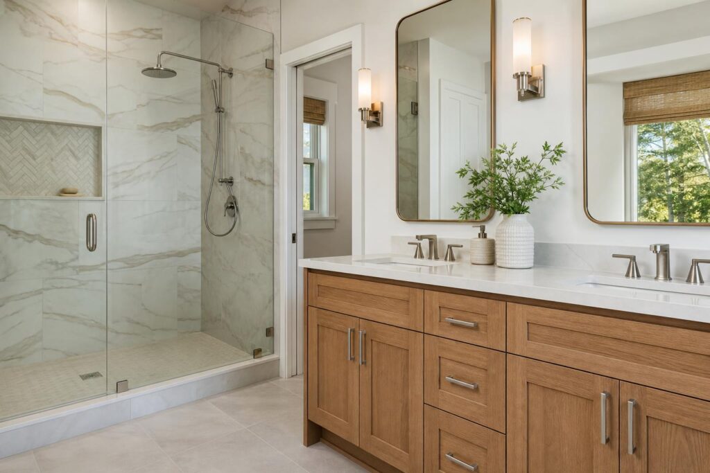 Modern bathroom remodel finish details